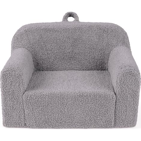 Canapé Enfant en Mousse avec Tissu Polaire Doux, Fauteuil Enfant Léger et Portable avec Poignée, Base Antidérapante, Housse Amovible et Lavable, pour (1/5)