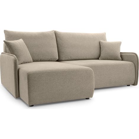 Selsey Netarro - Ecksofa mit Schlaffunktion, Bettkasten und Chenille-Bezug, dunkelbeige, links (1/5)