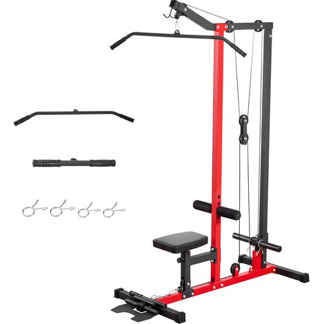 Mophorn 2-in-1 Latzugstation mit ca. 227 kg Belastbarkeit, Fitnessgerät mit Latzugstange für Rücken-, Arm- und Schultertraining, Kraftstation für Zuhause oder Fitnessstudio, Schwarz