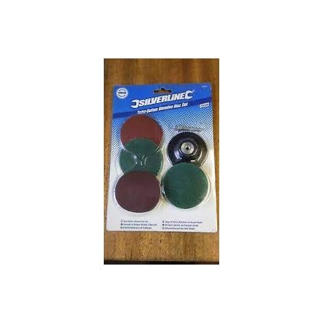 Set di dischi abrasivi con pulsante a scatto 5 pezzi silverline per trapano 75 mm