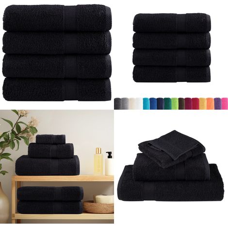 Premium Badetücher SOLUND 4 Stk. Schwarz 100x150 cm 600 g/m² - Baumwolle - Schlaufe (1/5)