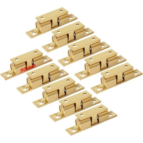 Laiton Double Loqueteau à Billes 50 mm Rouleau Loquet Fermeture pour Placard Meubles Porte Armoire Loquet Serrure de Portiere (10 Pcs) (1/5)