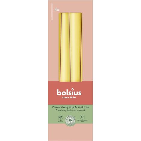 Bougies pointues carton de 4 jaune soleil