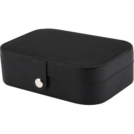 Boîte à bijoux - Étui à bijoux - Porte-bijoux - Organisateur de bijoux - Boîte de rangement pour bijoux - Cuir PU - Noir - 16 x 10 x 6,5 cm (1/4)