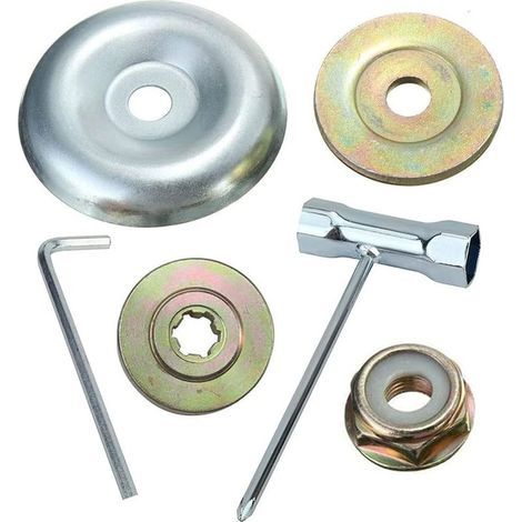 6pcs kit ecrou Tete debroussailleuse Universelle, pour débroussailleuse Thermique, Stihl, Echo, Ryobi Tete, Kit De Fixation D'écrou De Lame Plaque De Lame En Métal De Boîte De Vitesses Universelle (1/5)