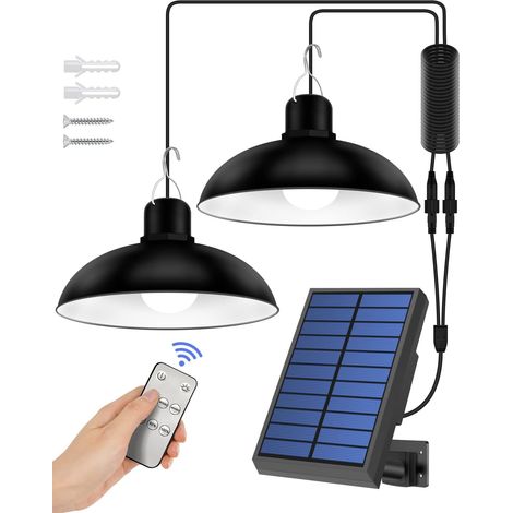 1 Lampe Suspendue Solaire LED, Panneau Réglable 270°, Télécommande, IP65 Étanche, Pour Jardin, Balcon