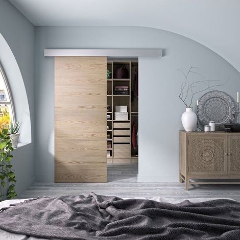 Porte coulissante intérieure OPTIMUM effet chêne noisette 93 x 204 cm (1/2)
