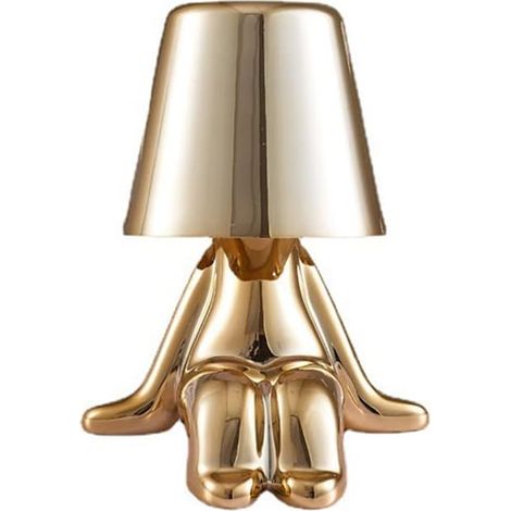 Lampe De Table Moderne Rechargeable LED Sans Fil, 3 Température De Couleur Réglable, Lampe De Bureau Portable En Métal Dimmable Touch Décoration Minimaliste Pour Restaurant/Chambre/Maison (Or-C) [Clas