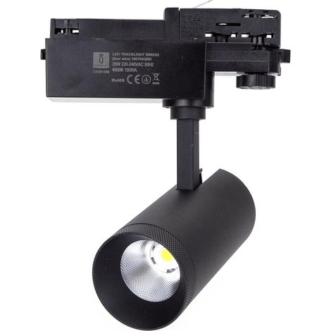 Spot de Rail LED à Quatre Fils Noir 20 W
