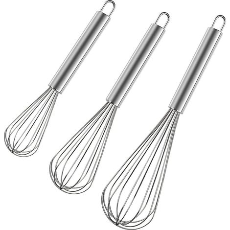 3 Fouets Acier Inoxydable, 8 10 12 Pouces, Ergonomique Cuisine Pâtisserie (1/5)