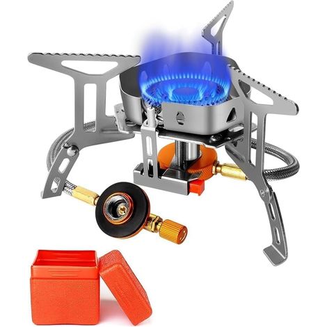 Réchaud de camping, 3500 W, résistant au vent, avec allumage piézoélectrique, réchaud à gaz, camping, pliable, réchaud à gaz portable, petit format, pour les activités de plein air, les pique-niques, (1/5)