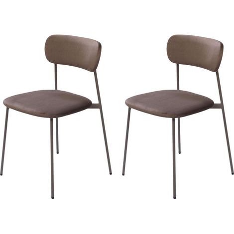 Amadeus - Chaise de salle à manger en velours beige et métal Elma (lot de 2) (1/3)