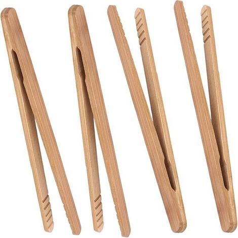 Kochzange aus Holz, ideal zum Toasten von Obst, Brot und Essiggurken, auch zum Käseschneiden geeignet. 4er-Set. (1/4)