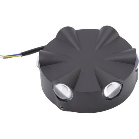 Applique murale LED ronde, boîtier en aluminium noir, 6 W, 6 LED, étanche, éclairage chaud, pour cour, AC85 à 265 V (1/5)
