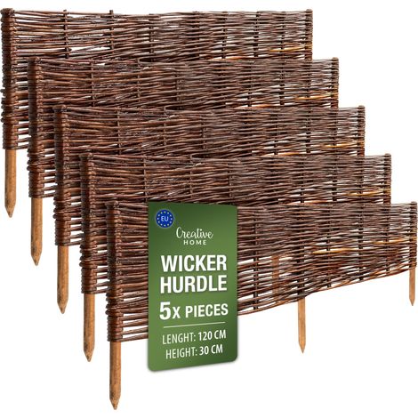 Creative Home Lot de 5 Bordure de Jardin en Saule  120 x 30 cm