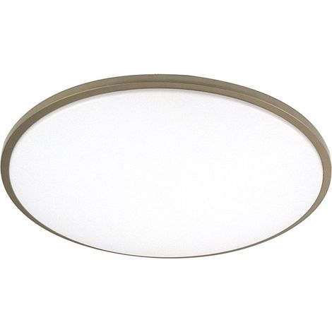 Plafonnier Eglon 60 W, blanc/cuir, 5880 lm, 49 x 49 x 8 cm, télécommande réglable