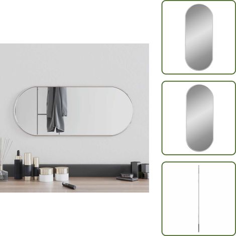 Miroir mural Argenté 60x25 cm Ovale - Miroir Mural - Miroir Ovale - Miroir Argenté - Décoration Murale - Miroir Design