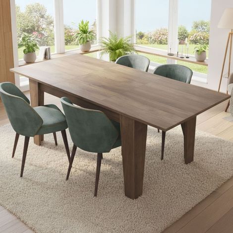 Tavolo Allungabile Salmour, Allungabile, Meccanismo Estensione Allunga Centrale, Lunghezza Massima 200 cm, 200x88x78h cm Marrone Noce (1/3)