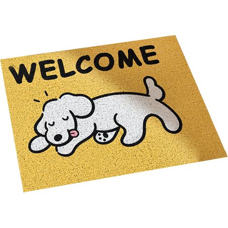 Paillasson Chien Mignon Motif Dessin Animé Antidérapant Grattoir à Boue Tapis Bienvenue Porche d'Entrée Décoration Maison Jaune 40x60cm (1/5)