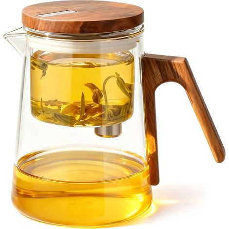 Théière magique en verre avec filtre, 700 ml, adaptée au thé en vrac, avec couvercle magnétique avec bec, set de thé en verre borosilicaté, poignée transparente et inclinée, adaptée à un usage domesti