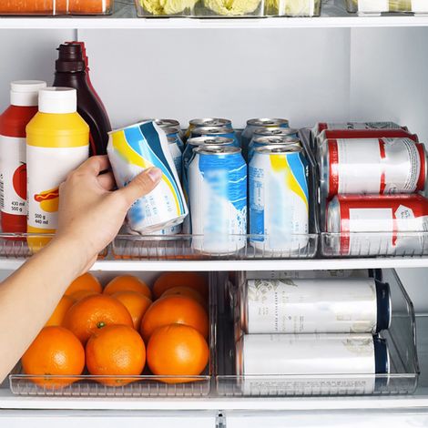 Kühlschrank-Dosenspender, Aufbewahrungsregal für Getränke und Lebensmittel, Halter für Dosen, Limonade, Flaschen, für den Küchenschrank. (1/5)