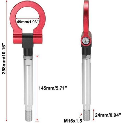 Anello di fissaggio rosso per rimorchio per paraurti anteriore auto, occhiello per rimorchio, gancio di traino, vite (1/5)