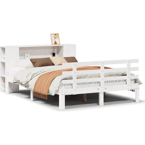 Maison Exclusive - Letto Libreria senza Materasso Bianco 135x190 cm Legno di Pino