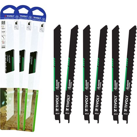 Tivoly • Lot de 6 lames Sabre, spécial Elagage, Bois Verts, attache universelle, L230mm (1/3)
