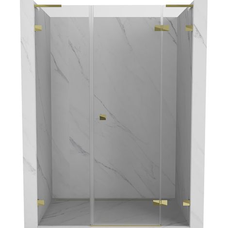 Mexen Lunar L porta doccia a battente destra 150 cm, trasparente, dorato - 834SL-150-050-50-00-P (1/5)