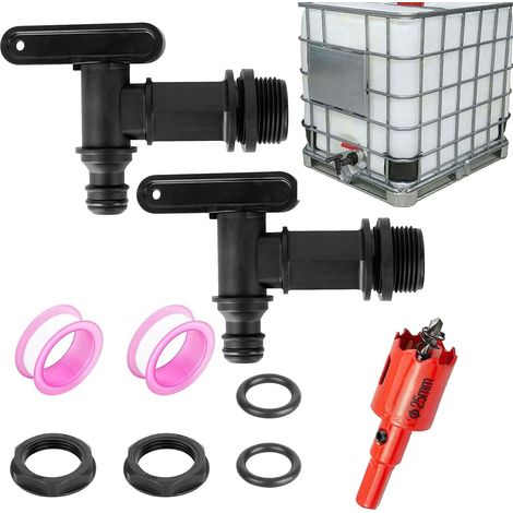 Lot de 2 Robinets 3/4" pour Cuve et Récupérateur d'Eau de Pluie Robinet Jardin, Accessoire Industrie et Jardin (1/5)