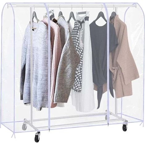 Schutzhülle für Kleiderständer, 180 cm lang, große transparente Schutzhülle mit Reißverschluss, wasserdicht, schützt Kleidung