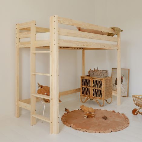 Cama de media altura 90x200 con somier Anaëlle Madera