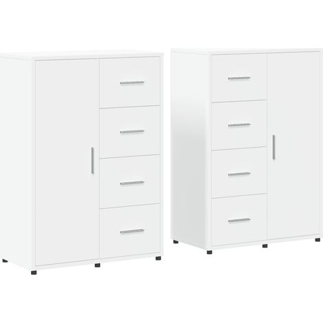 2 pcs Buffet，Bahut，Meuble de Rangements blanc 60x31x84 cm bois d'ingénierie CFW96318 (1/5)