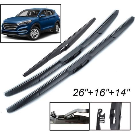 KLVGTIFS PULot de 3 balais d'essuie-glace avant et arrière pour Hyundai Tucson TL 2016 2017 2018 2019 2020 (1/4)