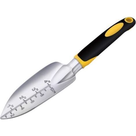Truelle de jardin, pelle à main, 1 pièce en fonte d'aluminium robuste avec marque de profondeur du sol, outil à main de jardinage, petite truelle à main professionnelle pour femmes, hommes, en (1/2)