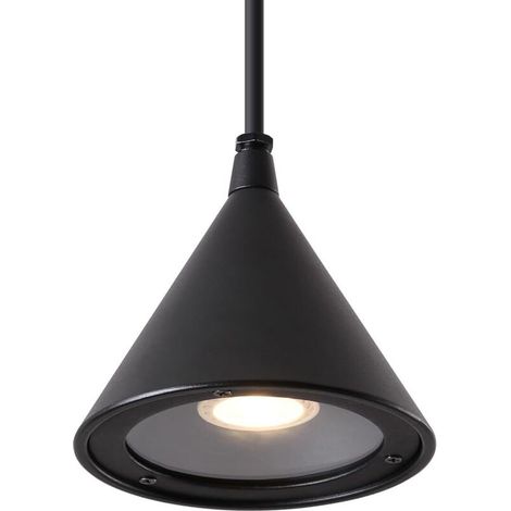Suspension Luminaire GU10 IP44 Étanche Lustre Plafonnier LED 5W Blanc chaud Lampe Suspendue Extérieure pour Salon Chambre Cuisine Restaurant Bar Couloir, Aluminium, Noir (1/5)