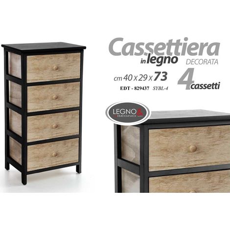 Commode 4 tiroirs noire 40x29x73 cm