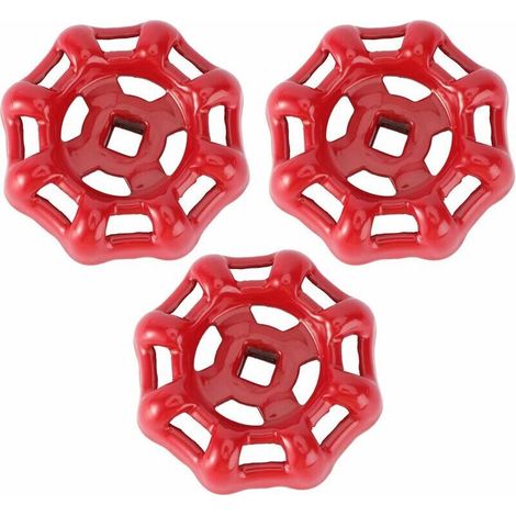 3pcs Robinet Tuyau Bibb Roue Poignée Valve Remplacement Sillcock En Fonte Broche Ronde En Métal À L'extérieur Robinet Robinet D'eau Poignée Vanne Rouge 5CM