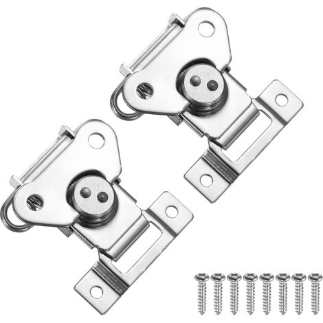 Verrou Papillon À Ressort, 2Pcs Verrou Et Gâche Papillon En Acier Pour Fermeture De Boîte, Coffre Ou Valise, Argenté (1/5)