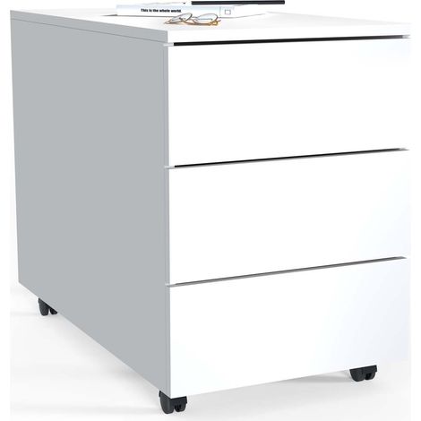 Ebuy24 – Conteneur à rouleaux 55x39x70 cm – Tiroirs épais avec fonction push-to-open – Quatre rouleaux lisses – Conception intemporelle (1/5)