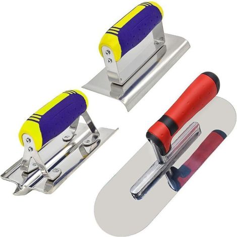 Truelle de piscine en acier inoxydable – Bordureuse et rainureuse pour béton – Kit de finition pour maçonnerie, ciment et stuc (1/4)