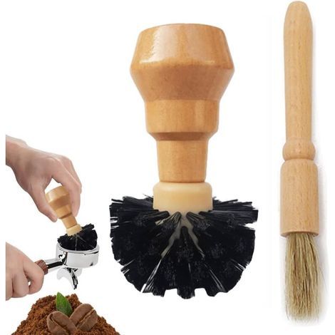 Set mit 2 Barista-Reinigungsbürsten, Siebträgerbürsten für Espressomaschinen, Espressomaschinenbürsten, Kaffeesiebträgerreiniger, für Kaffeemaschinen und Kaffeemühlen (1/5)