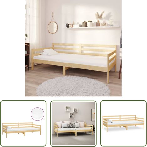 The Living Store Lit de repos avec matelas 90x200 cm Bois de pin massif - Lit Convertible - Canapé Lit - Lit Bois - Meuble Chambre - Literie (1/5)