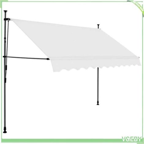 Auvent rétractable manuel - FAFEICY - 145873 - 300 cm - Crème - LED solaire (1/5)