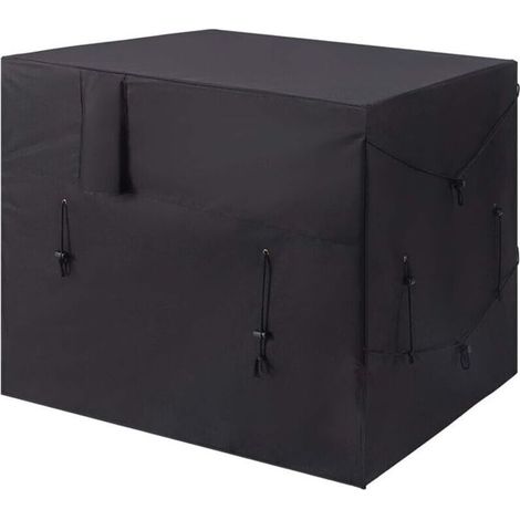 Housse imperméable Oxford 210D pour pompe à chaleur de piscine avec aérations, protection contre le chauffage extérieur pour l'hiver, noir,100 x 85 x 78 cm (1/4)