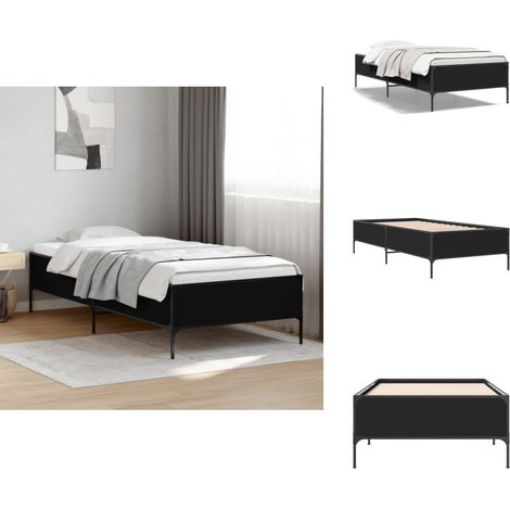 Cadre de lit sans matelas noir 90x190 cm - Cadre De Lit - Lit Double - Lit Noir - Lit Design - Meuble Chambre (1/5)