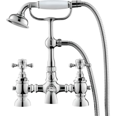 Churchill Traditional Deck Mounted Bath Shower Mixer Tap With Handheld Kit (1/5)