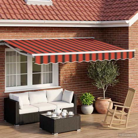 vidaXL Auvent rétractable électrique Orange, Noir et Blanc 3 x 2,5 m