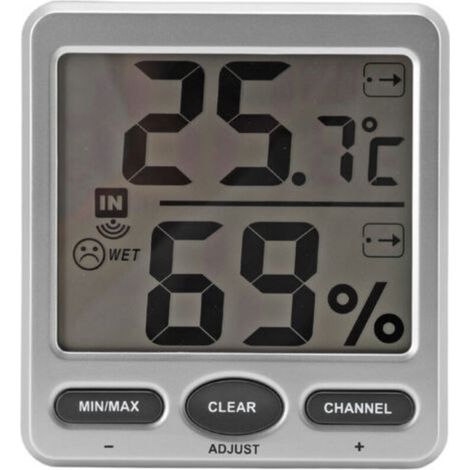 Termómetro higrómetro digital preciso con pantalla grande para uso en interiores y exteriores, visualización de temperatura y humedad en el hogar y la oficina. (1/5)