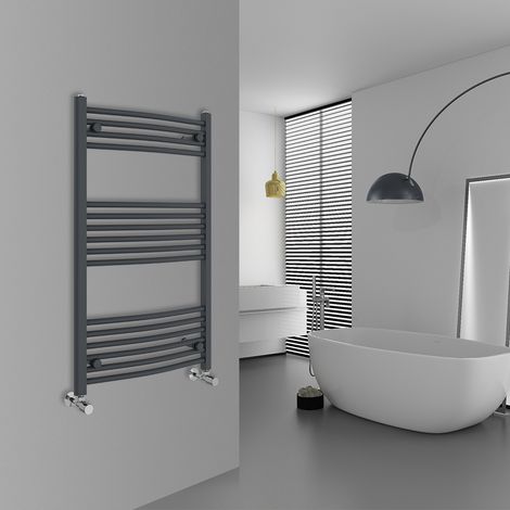 WarmeHaus Curved Anthracite Bathroom Ladder Radiator 1000x600mm (1/5)